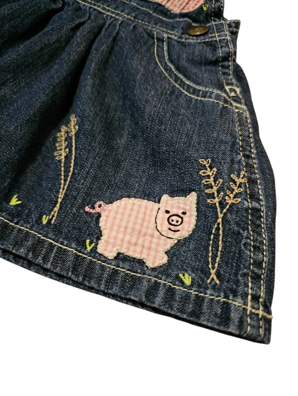 Oshkosh B'Gosh 0-3m Denim Farm Theme Dress Overall
